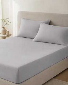 grey silver fitted bed sheet