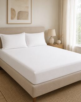 white fitted bed sheet