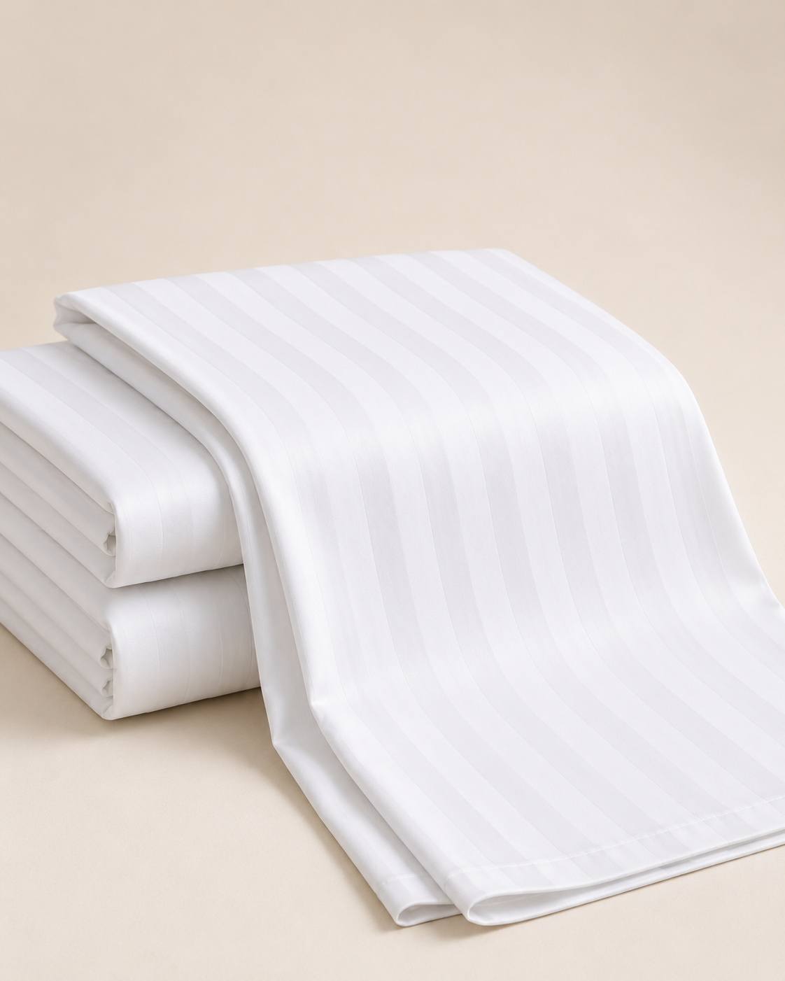 white flat striped bed sheet 